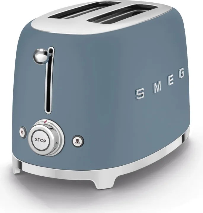 Тостер за хляб SMEG 50's Style TSF01SBMEU, 950W, 2 филии, 6 нива, Тавичка за трохи, Вграден кабел, Неръждаема стомана, Буреносно син