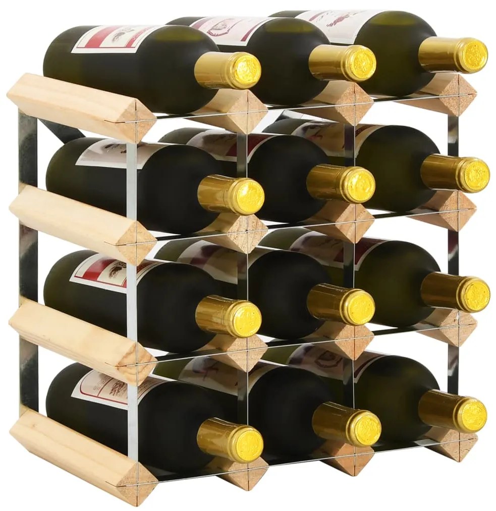 282468 vidaXL Стойка за вино за 12 бутилки, масивна борова дървесина