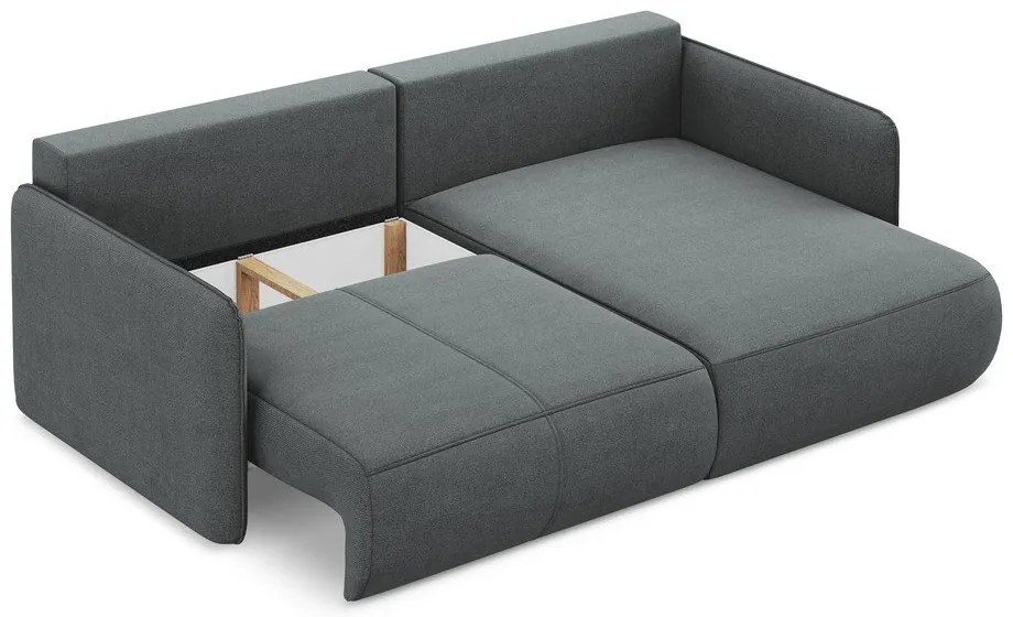 Сив разтегателен ъглов диван с място за съхранение (десен ъгъл) Nanea – Makamii
