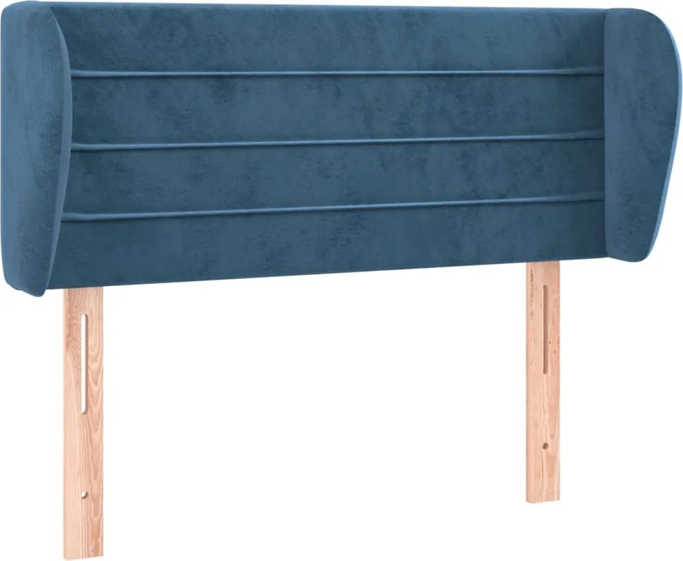 3117330 vidaXL Горна табла за легло с уши, тъмносиня, 103x23x78/88 см, кадифе