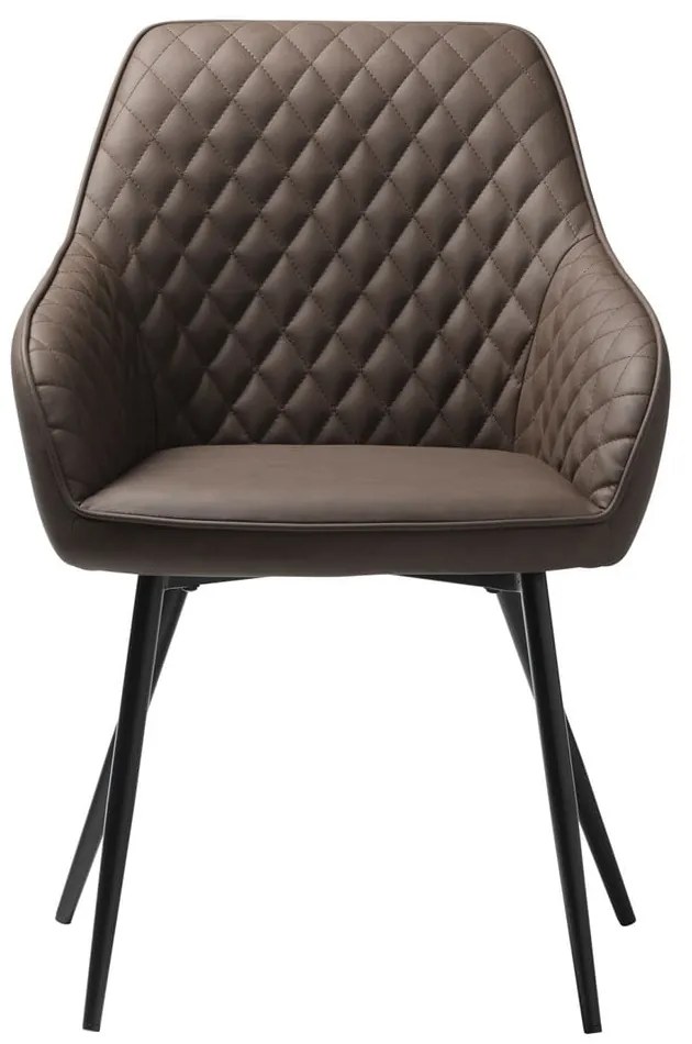 Кафяв тапициран трапезен стол с подлакътници Milton – Unique Furniture