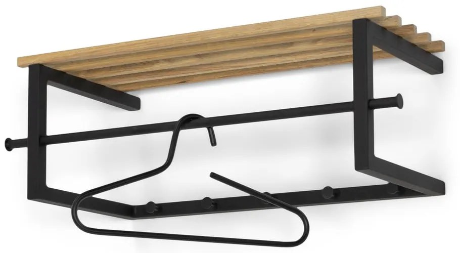 Черна/в естествен цвят метална стенна закачалка с рафт 76 cm Marco – Spinder Design