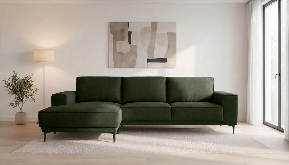 Зелен шенилов ъглов диван (ляв ъгъл) Copenhagen – Scandic