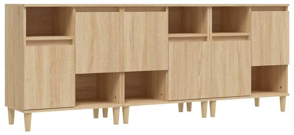 3185738 vidaXL Сайдборд, 3бр, дъб сонома, 60x35x70 см, инженерно дърво