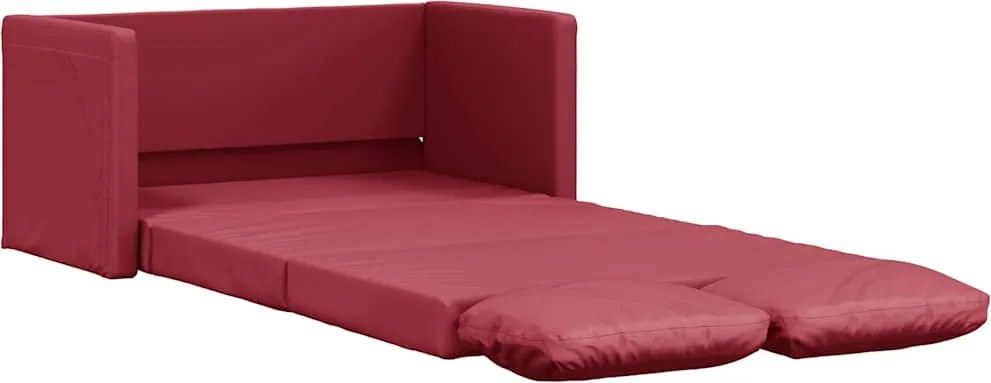 353977 vidaXL Подов разгъваем диван 2-в-1 виненочервен 112x174x55 см еко кожа