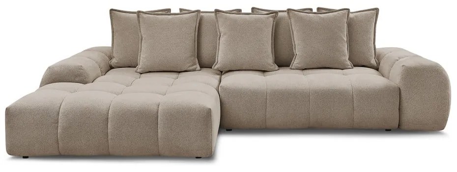 Кафяво-сив шенилов сгъваем/с място за съхранение ъглов диван (ляв ъгъл) Everest – Bobochic Paris