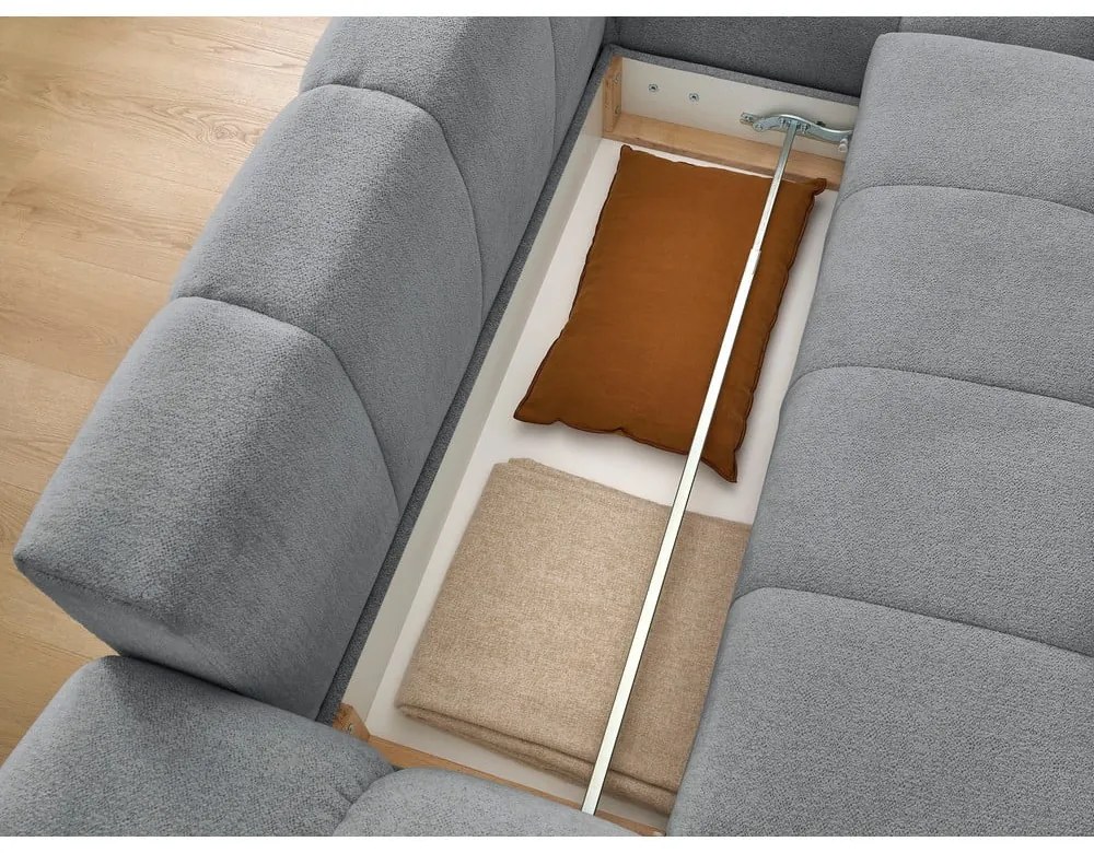 Тъмносив шенилов сгъваем/с място за съхранение ъглов диван (десен ъгъл) Everest – Bobochic Paris