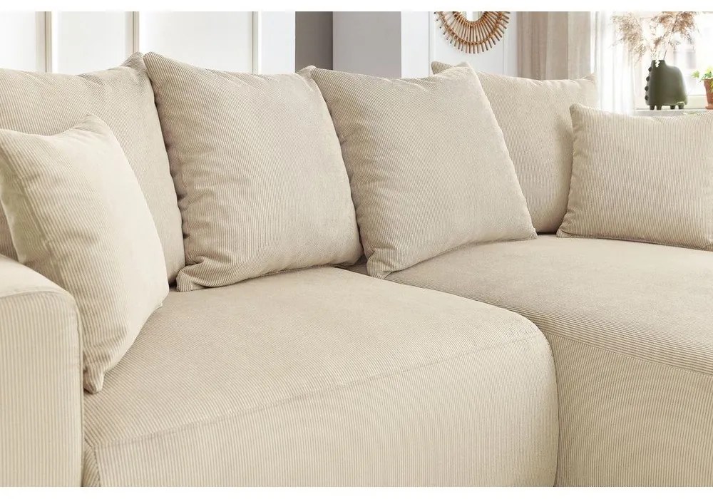 Кремав кадифен ъглов диван Enjoy – Bobochic Paris