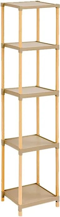 Дървена етажерка в естествен - бежов цвят 28x25x137см.
