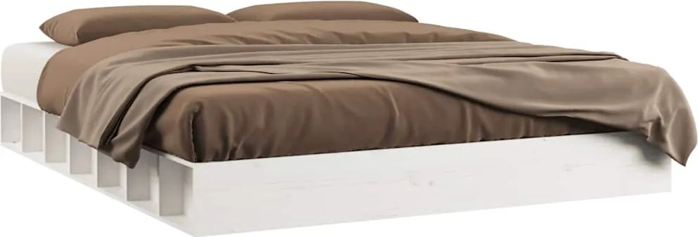 820677 vidaXL рамка за легло, бяла, 140x200 см, масивно дърво