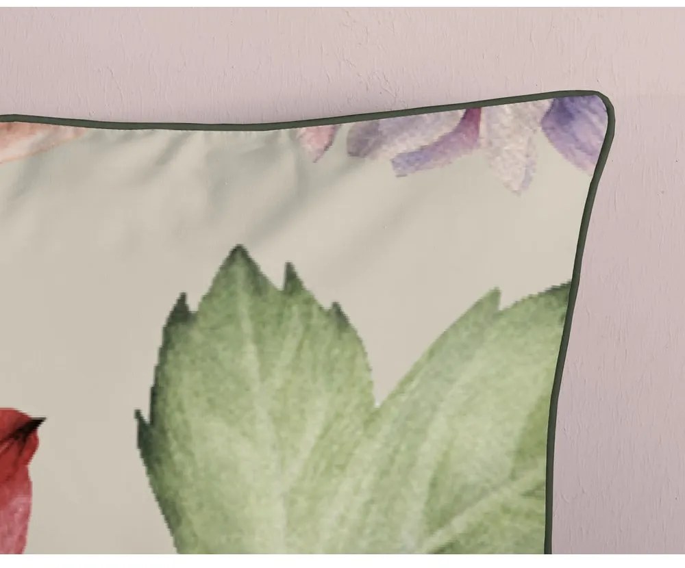 Бежово двойно удължено спално бельо от памучен сатен 200x220 cm Fiori – Descanso