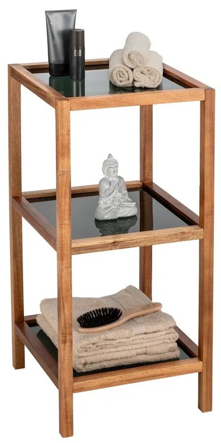 Стъклен рафт за баня в черен и естествен цвят 36x79 cm Fondi - Wenko