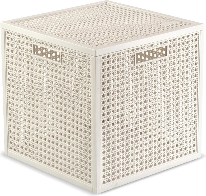 Кремава кутия за съхранение с капак от рециклирана пластмаса 28x28x28 cm Kaya Cube – Curver