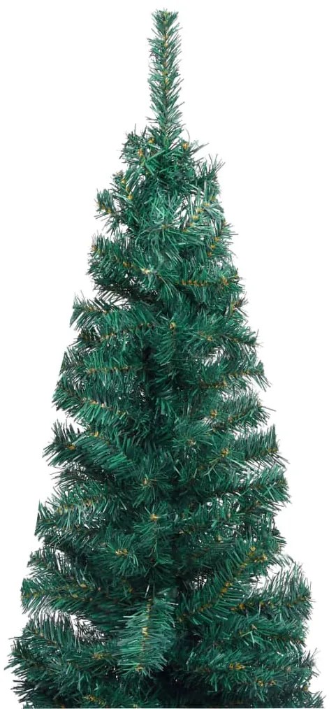 Тънка изкуствена коледна елха със стойка, зелена, 180 см, PVC
