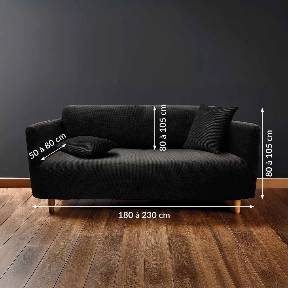 Черно триместно ластично покривало за диван Sacha – douceur d'intérieur
