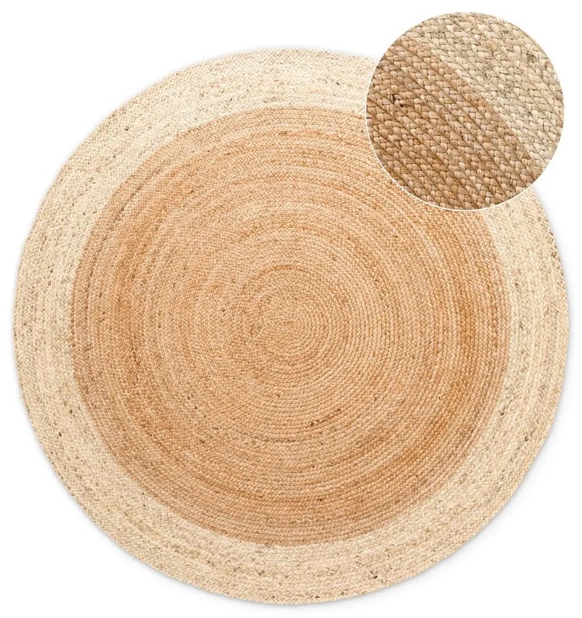 Двустранен ръчно изработен ютен кръгъл килим в естествен цвят ø 200 cm Jutta Gold – Hanse Home