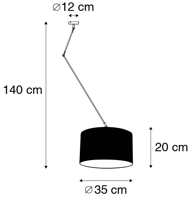 Висяща лампа черна с абажур 35 см светло синя регулируема - Blitz