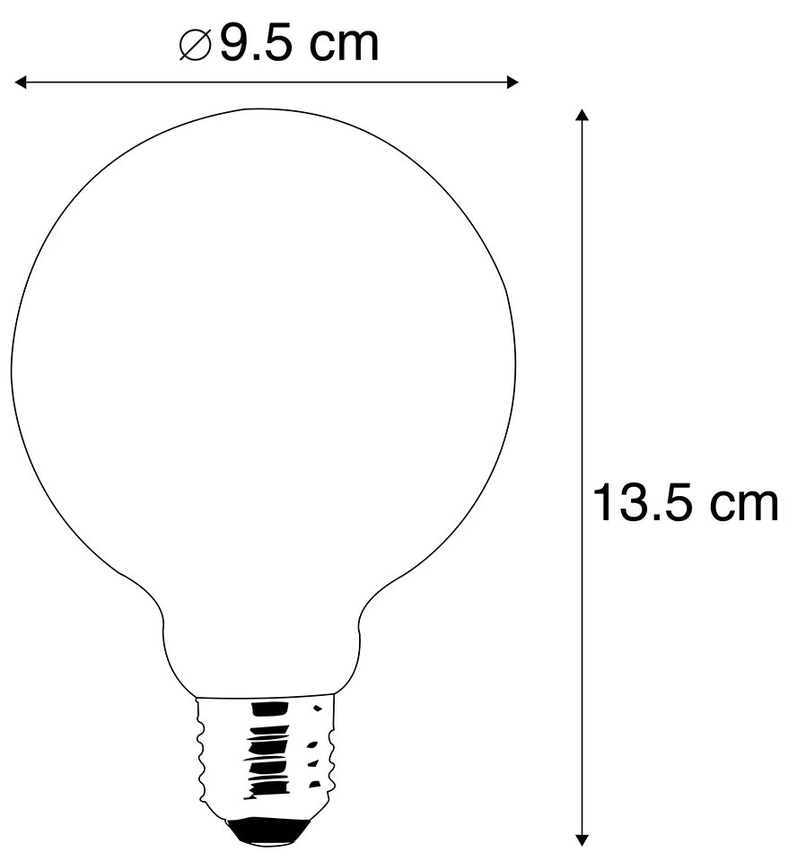 Комплект от 3 LED крушки E27 Dim to Warm G95 златист 8W 806lm 2000-2700K