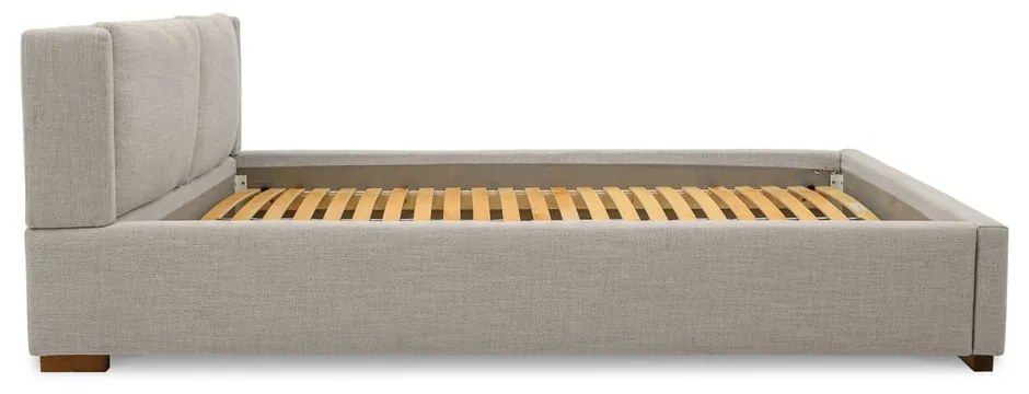 Светлосиво тапицирано двойно легло с включена подматрачна рамка 140x200 cm Dreamer – Scandic