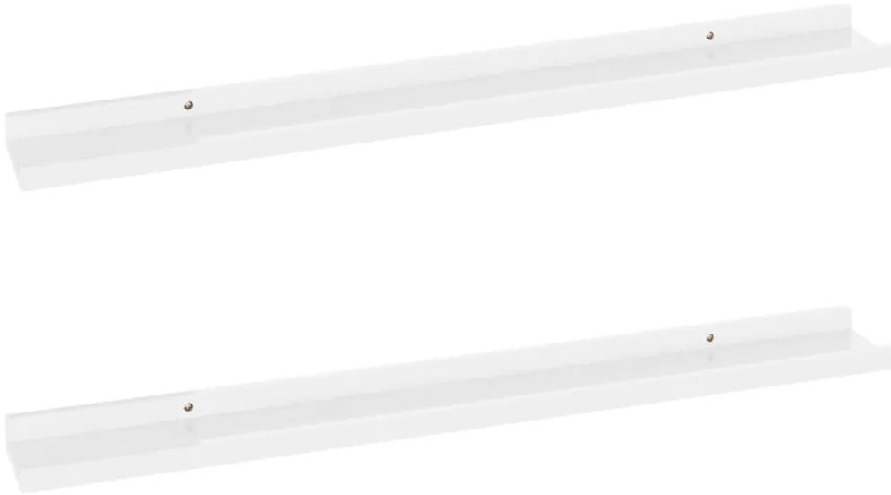 326650 vidaXL Стенни рафтове, 2 бр, бял гланц, 80x9x3 см