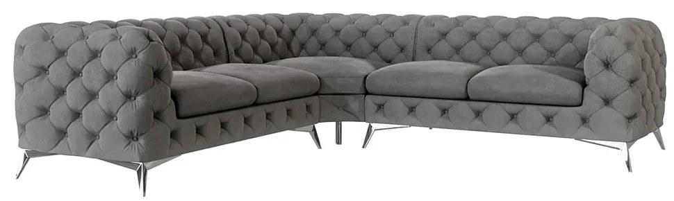 Сив кадифен ъглов диван Chelsea – Ropez