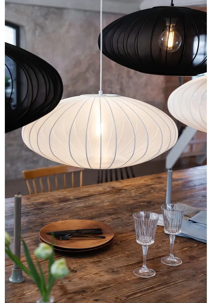 Бяло висящо осветително тяло с текстилен абажур ø 60 cm Florence – Markslöjd