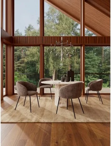 ЦЛЯРА Приглушено кафяво (тъкан Juto 4)/черни крака - МОДЕРЕН ТАПИЦИРАН СТОЛ ЛОФТ ЗА ДНЕВНА/ТРАПЕЗАРИЯ/ОФИС