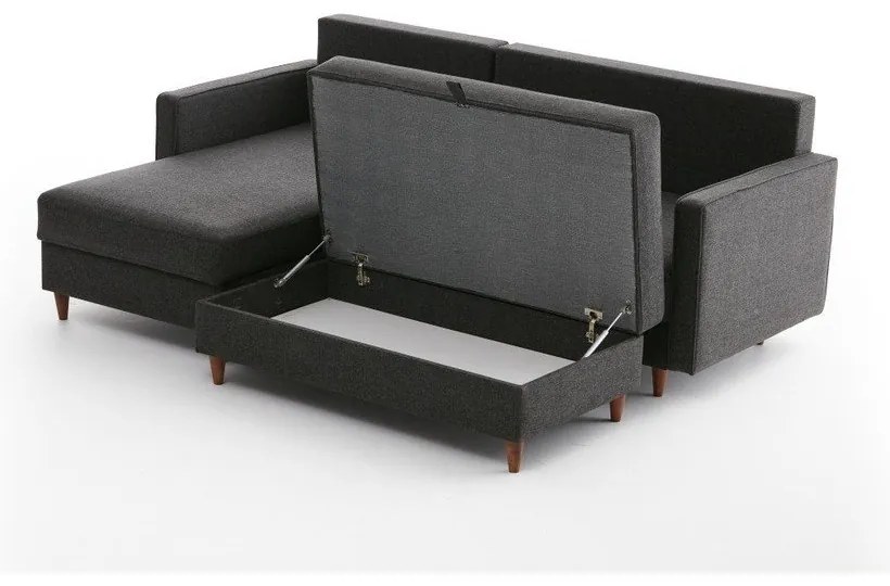 Антрацитен ъглов диван (ляв ъгъл) Eva – Balcab Home