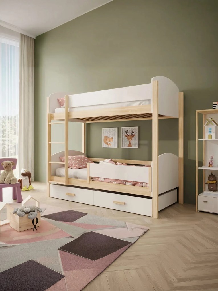 Двуетажно легло Jacky M plus-Бяло-Сонома-180 x 80