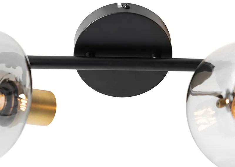 Интелигентен таванен прожектор черен със злато и димно стъкло 2 светлини вкл. 2 Wifi P45 - Zuzanna