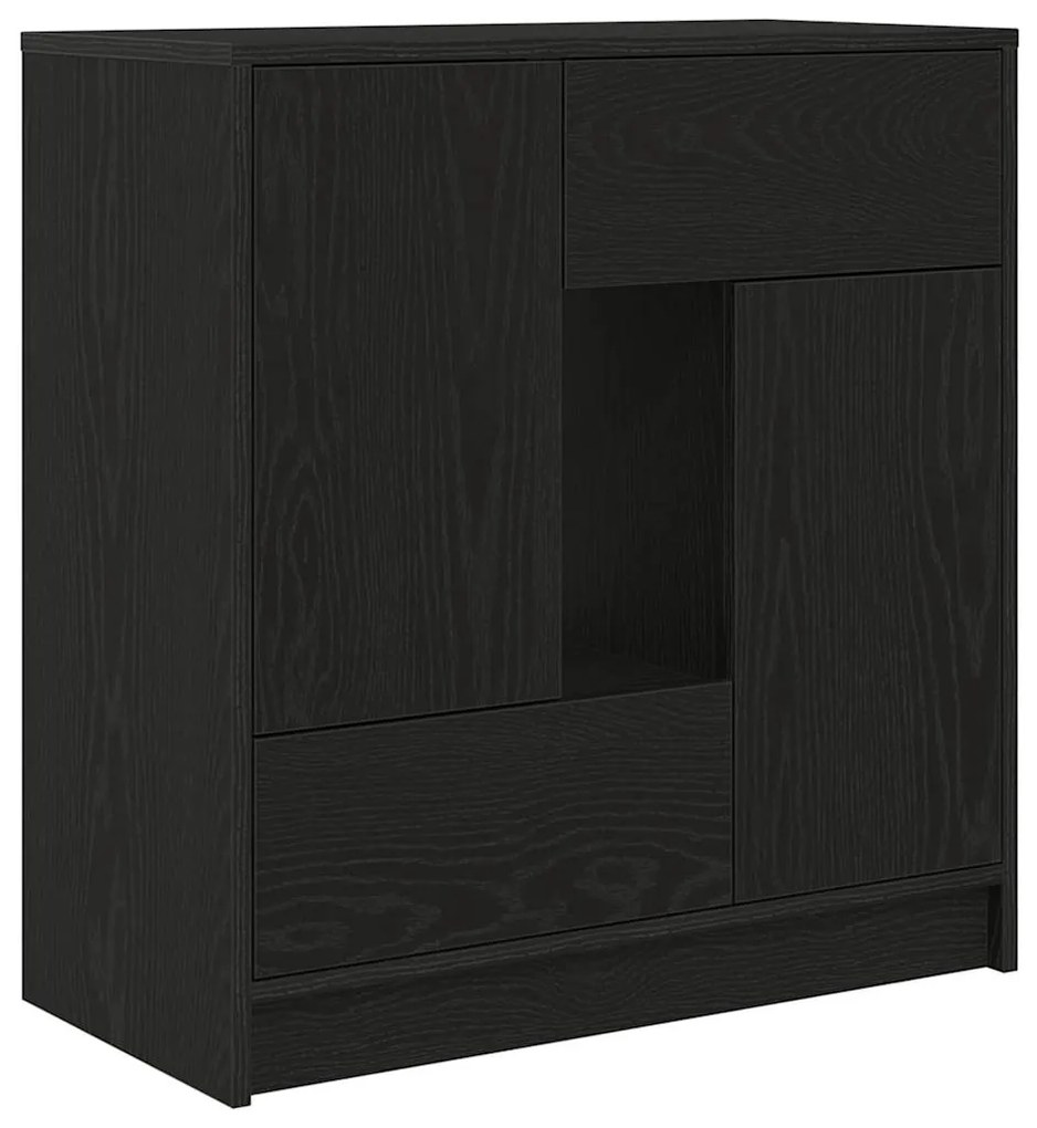 861842 vidaXL Бюфет с чекмеджета и вратички, черен дъб, 70,5x34x74,5 см