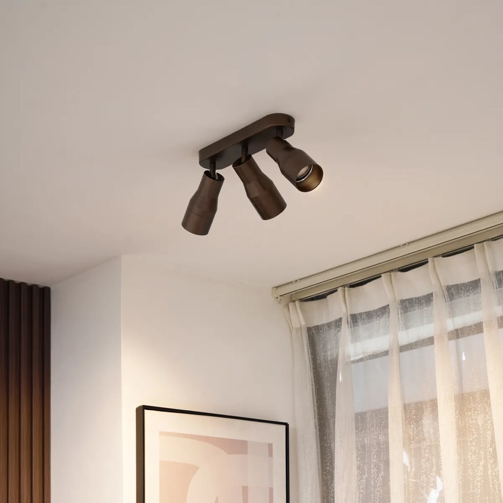 Кръгъл таванен прожектор тъмно бронзов GU10 50mm 3-светлинен - Stanley