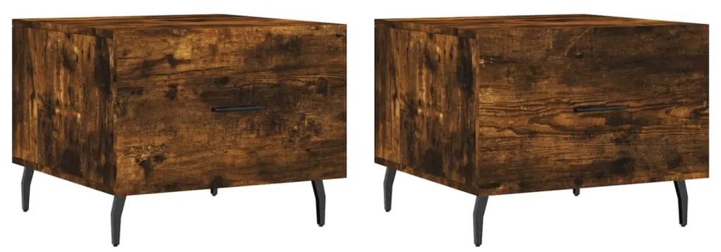 829439 vidaXL Кафе маси, 2 бр, опушен дъб, 50x50x40 см, инженерно дърво