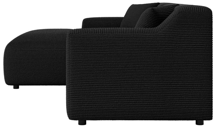 Черен ъглов диван от рипсено кадифе (ляв ъгъл) Martin – Ropez