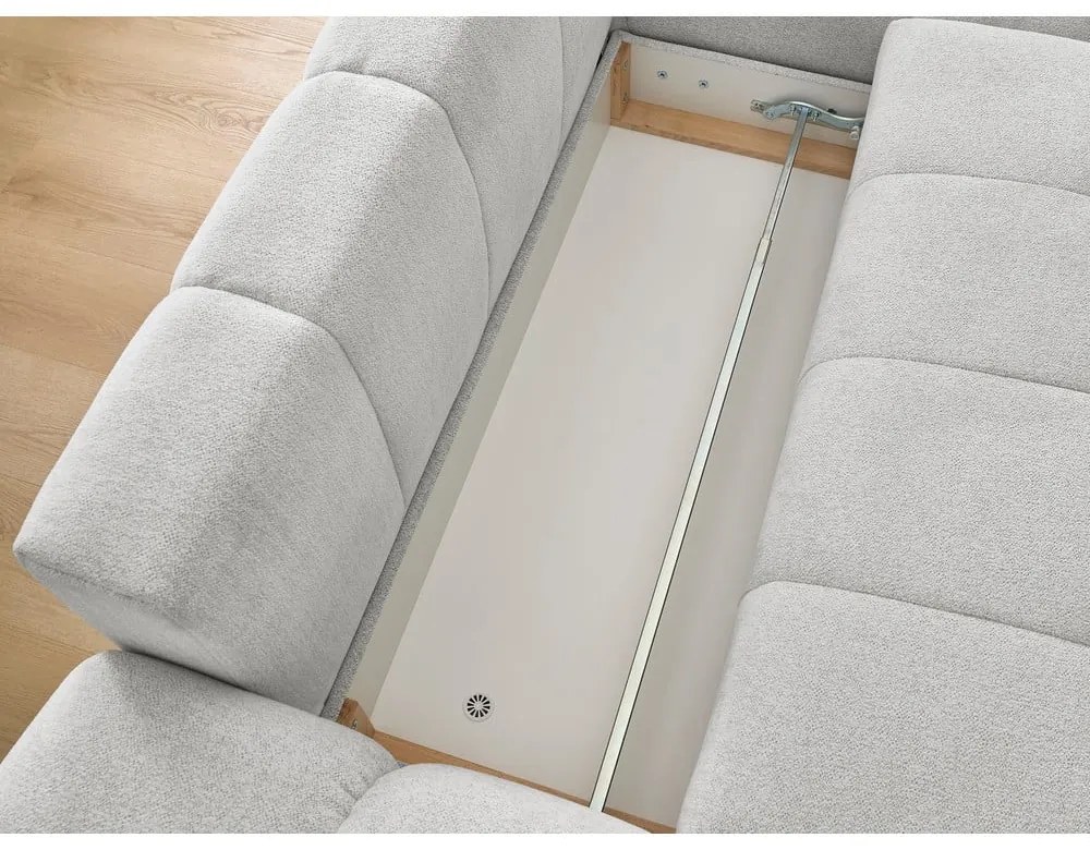 Светлосив шенилов сгъваем/с място за съхранение ъглов диван (десен ъгъл) Everest – Bobochic Paris