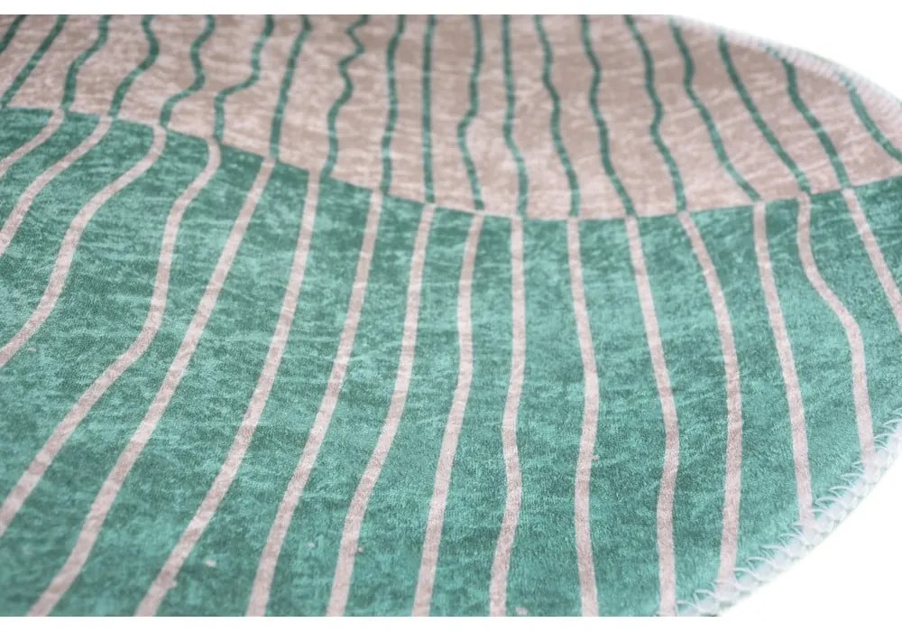 Миещ се кръгъл килим в тюркоазено и кремаво ø 120 cm Yuvarlak - Vitaus