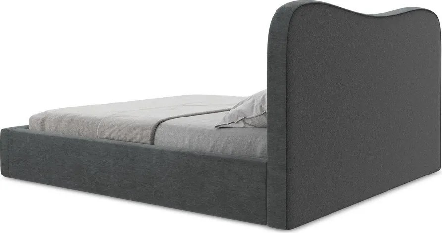 Тъмносиво двойно легло 180x200 cm тапицирано с място за съхранение с включена подматрачна рамка Kahai – Makamii