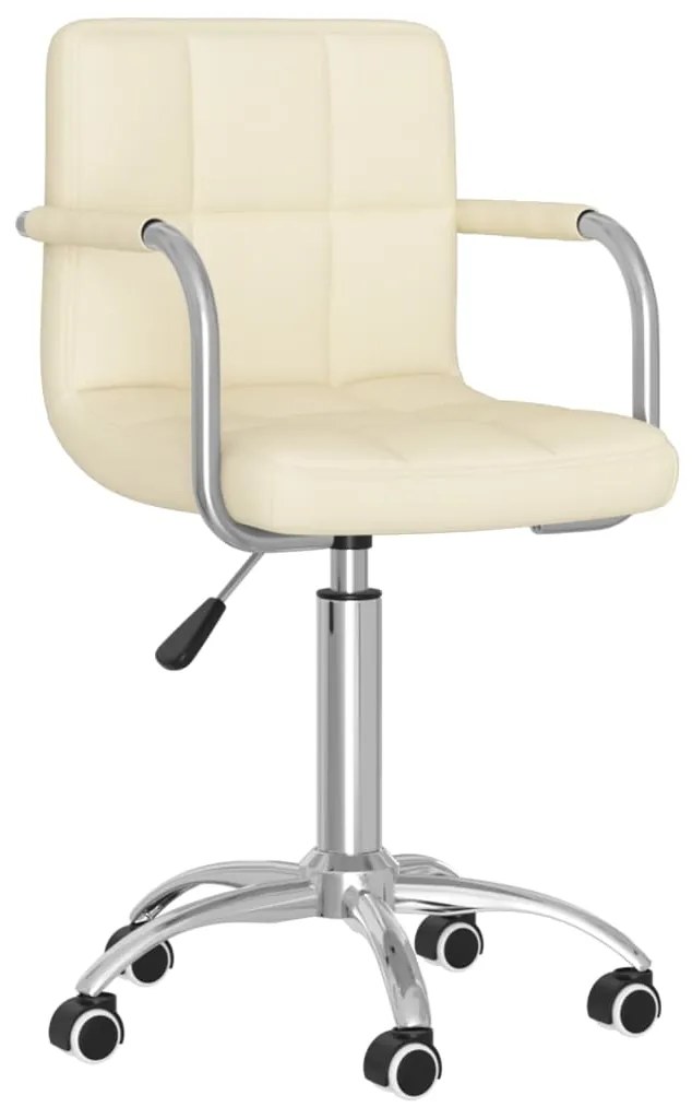 334669 vidaXL Въртящ се офис стол, кремав, текстил