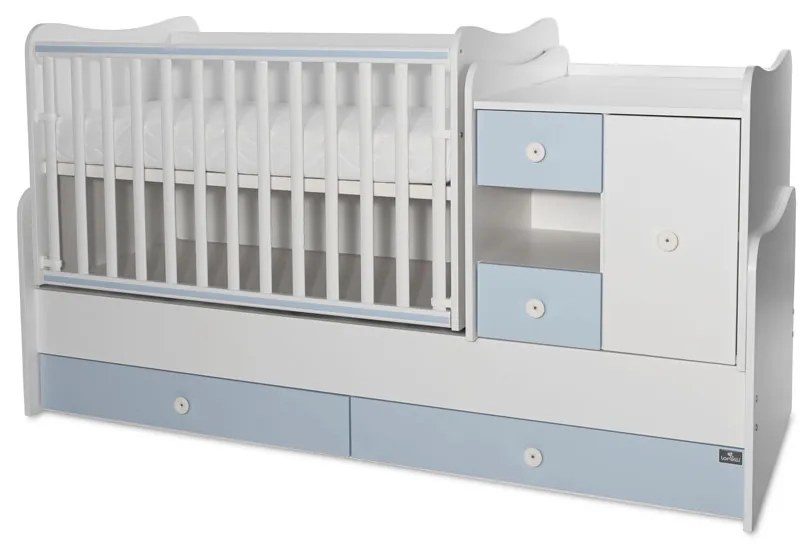 LORELLI Classic Трансформиращо се легло-люлка 190/72 см. MINI MAX БЯЛО/BABY BLUE