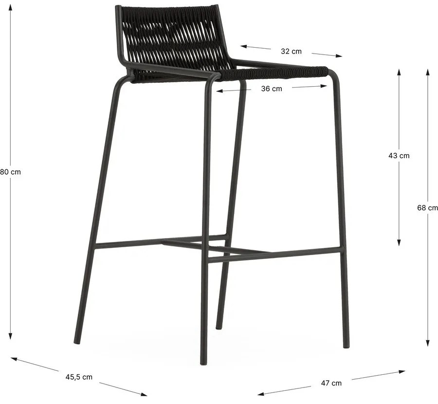 Черен метален бар стол (височина на седалката 65 cm) Emily – Marckeric
