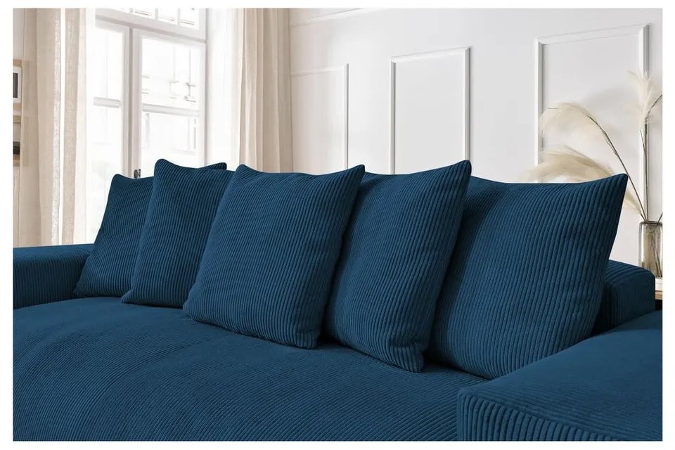 Тъмносин диван от рипсено кадифе 280 cm Voltaire – Bobochic Paris