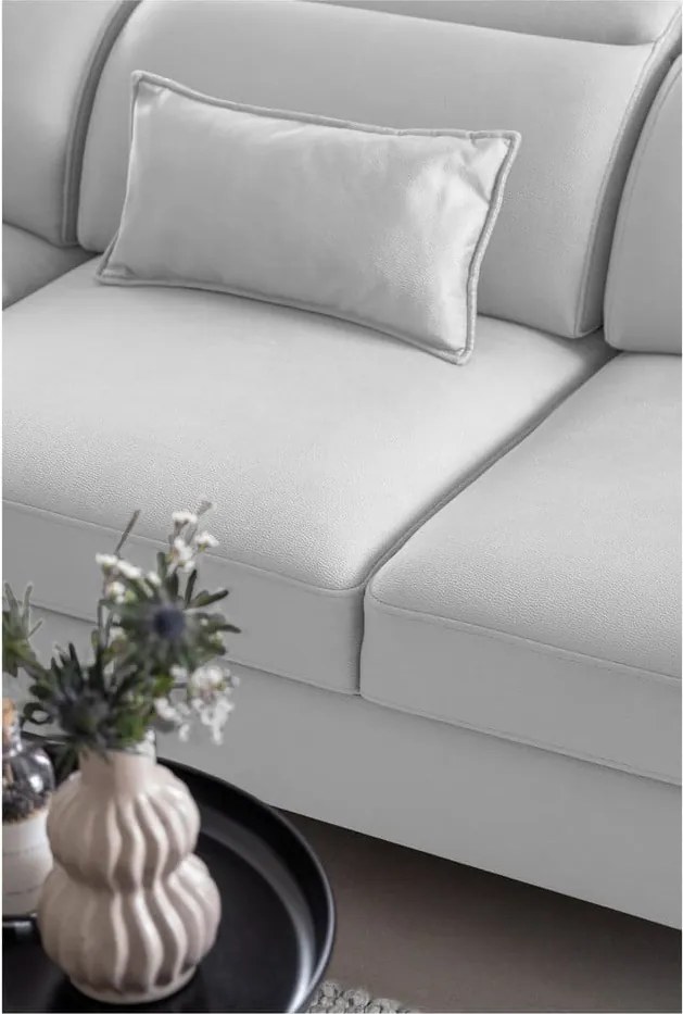 Бял кадифен разтегателен ъглов диван с място за съхранение (десен ъгъл L форма) Noble – ELTAP