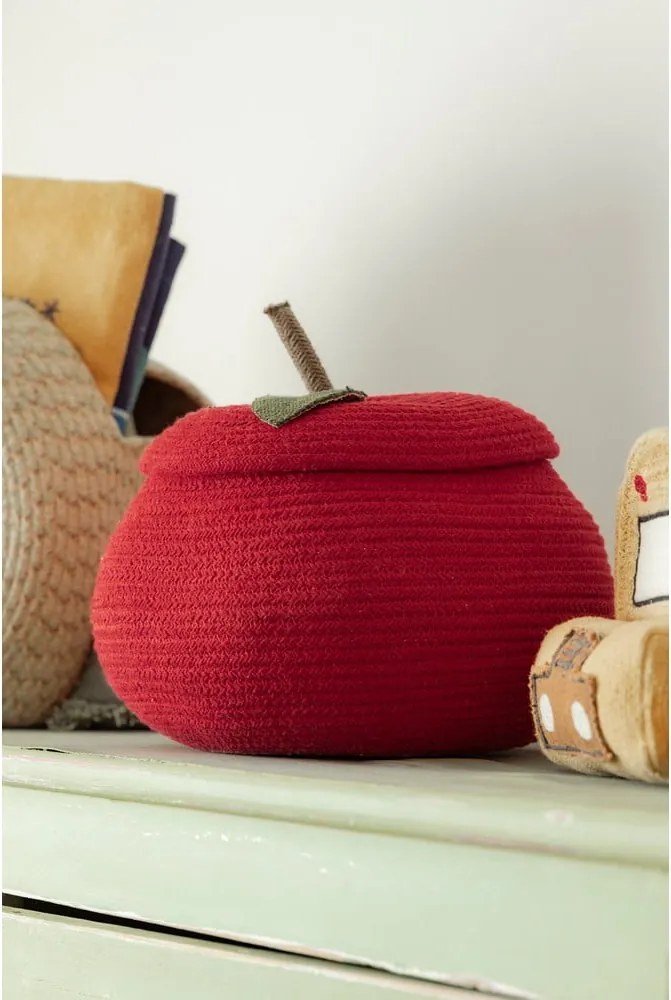 Червена текстилна детска кошница за играчки ø 28x20 cm Apple – Lorena Canals