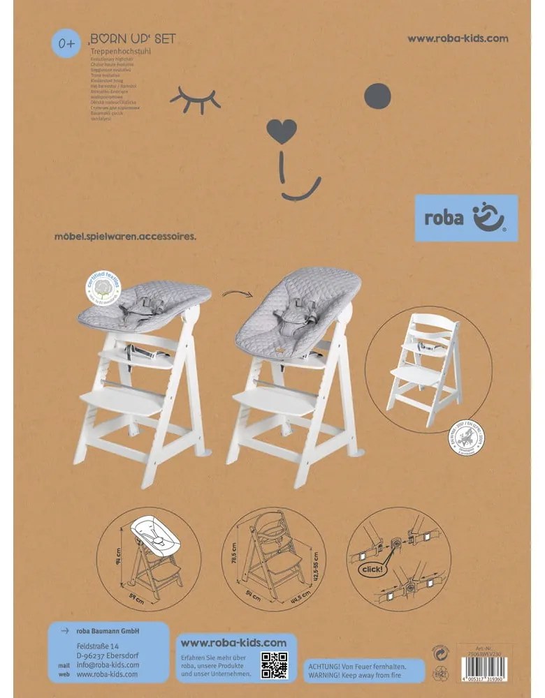 Бял стол за хранене Grow-Along – Roba