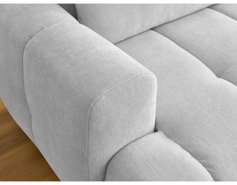 Светлосив сгъваем/с място за съхранение ъглов диван (десен ъгъл) Fuji – Bobochic Paris