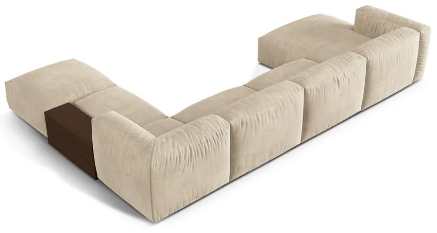 Бежов кадифен модулен ъглов диван (десен ъгъл/U форма) Martina – Micadoni