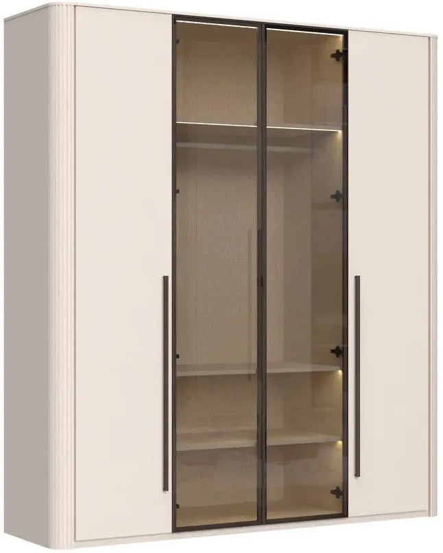 Гардероб Dutchess четирикрил 2 стъкло