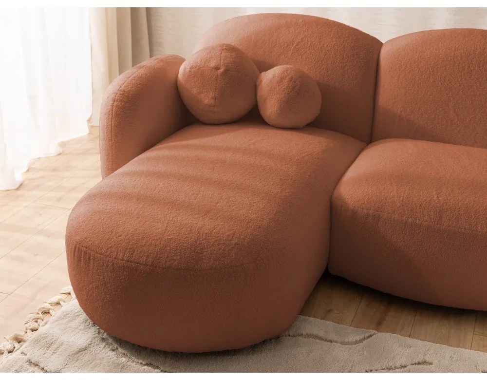 Теракотен ъглов диван от букле (U форма) Orbit – Ropez