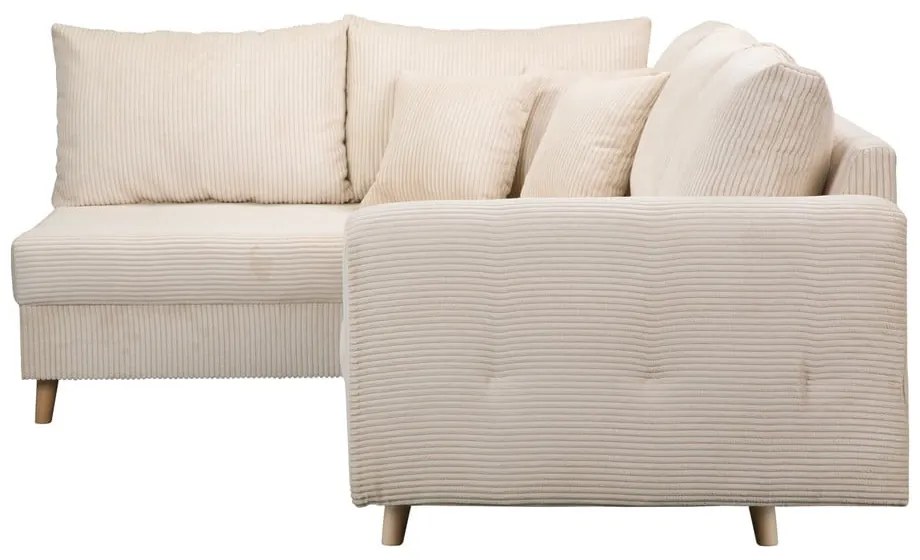 Кремав ъглов диван от велур (ляв ъгъл) Ariella - Ropez