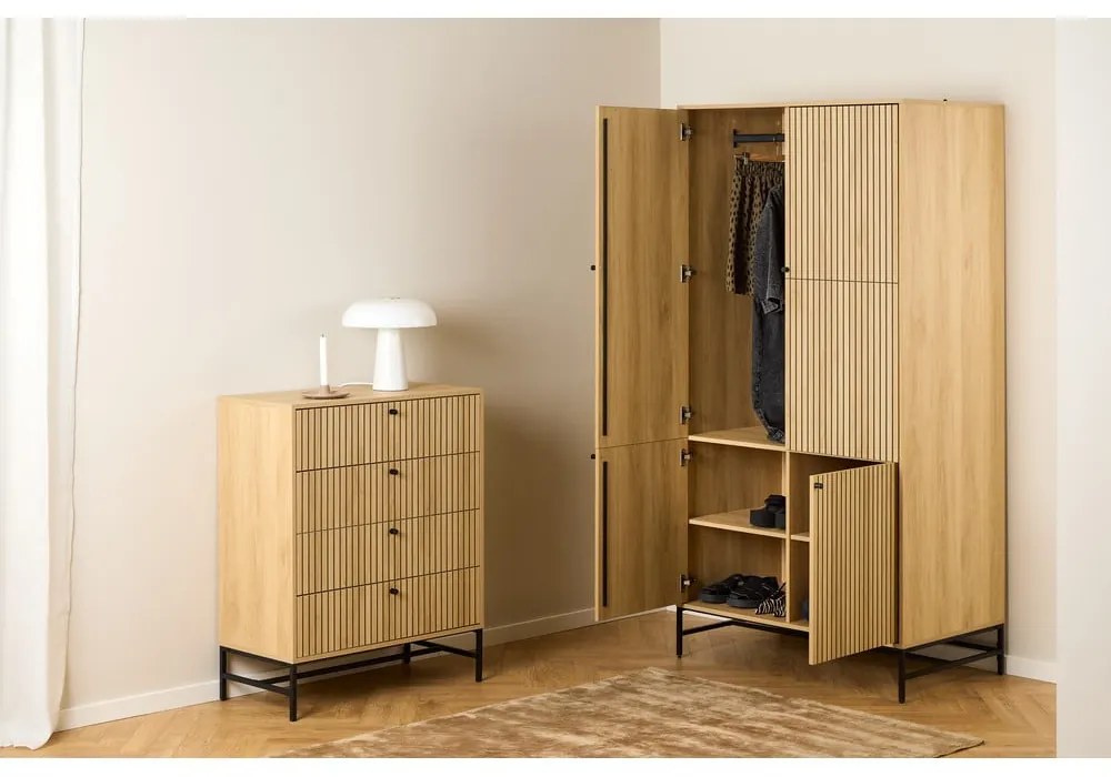 Гардероб от дъбов декор в естествен цвят 99x200x60 cm Albany – Actona